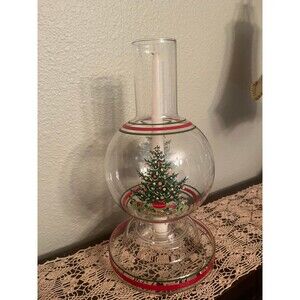 Vintage Westclair Artisans Glass Blush Christmas Tree Hurricane Lamp